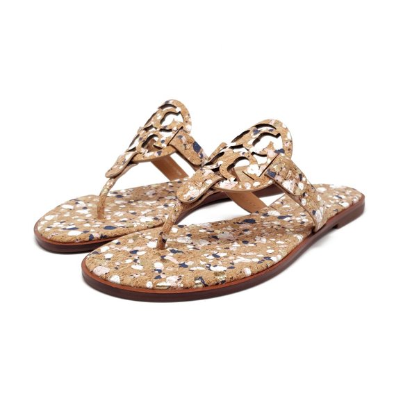 Tory Burch Miller Cork Sandals New Ivory Confetti - Picture 7 of 10